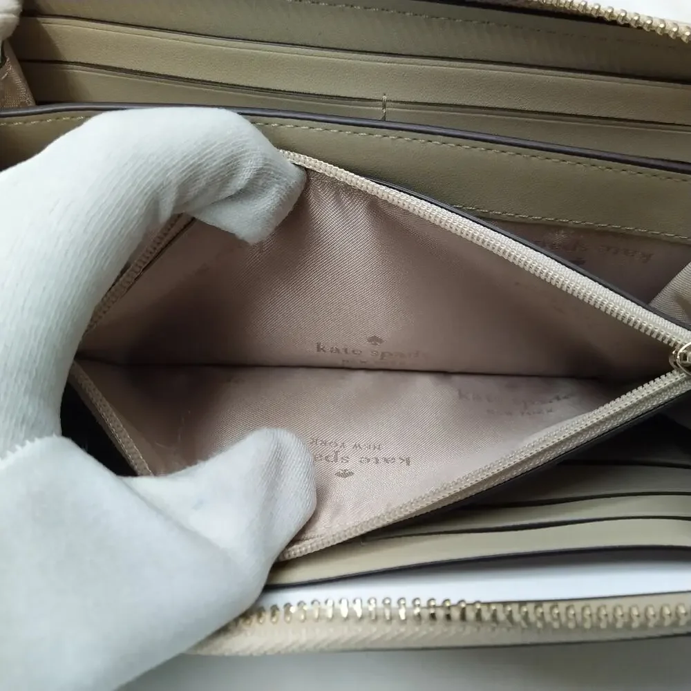 Kate Spade New York Colorblock Gray Pebbled Leather Zip Around Wallet - NWT $239